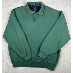 Vintage Polo Ralph Lauren Sweatshirt Mens XL Green Pullover Skater Grunge Rugby